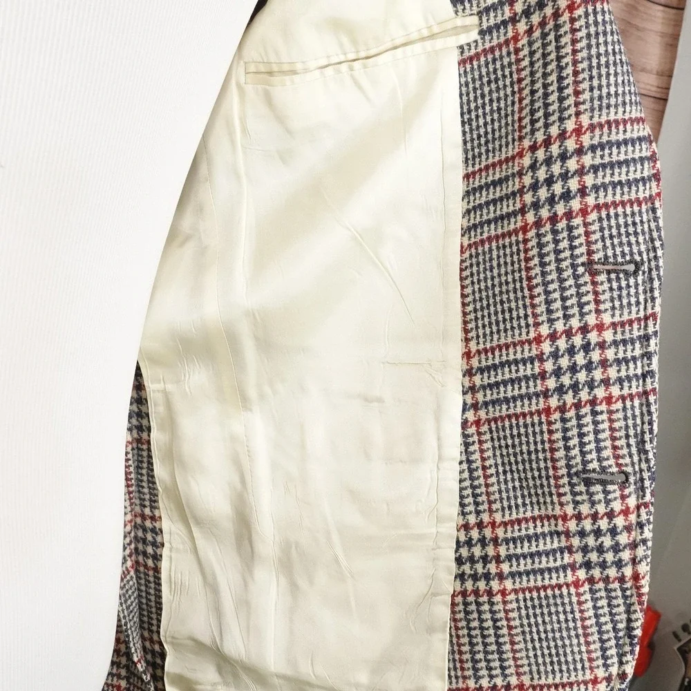 Vintage Jos. A. Bank Sport Coat Mens 40? Wool Plaid Tweed Jacket USA Check